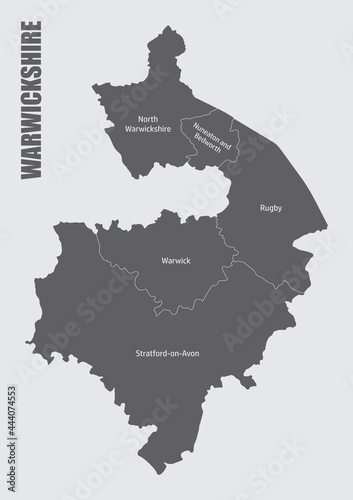 Warwickshire county administrative map photo