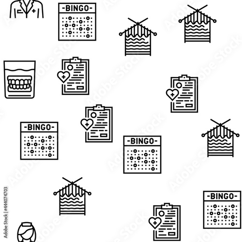 Elderly People Care Vector Seamless Pattern Thin Line Illustration