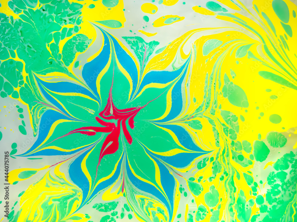 Drawing in the ebru technique without a sketch, painting on water, abstract drawing, beautiful pattern..Abstract marbling colorful background. Drawing in the ebru technique without a sketch, painting on water, abstract drawing, beautiful pattern..Abstract marbling colorful background.