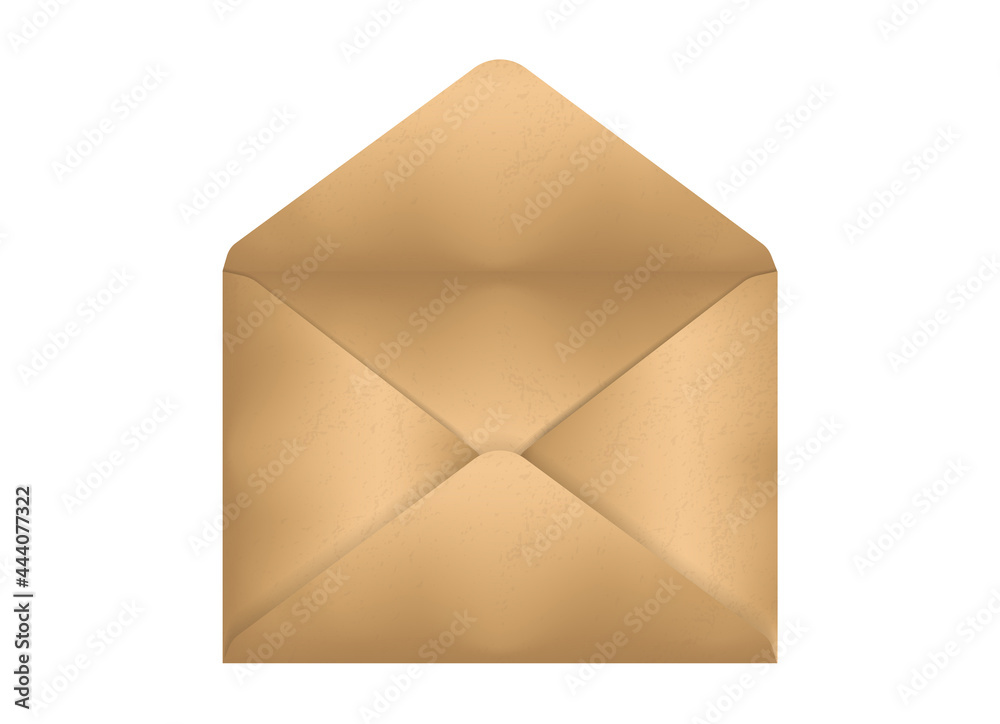 Craft paper Envelope mockup. Vector 3d realistic template. Open Brown empty envelope isolated on a white background. Craft paper Envelope mockup. Vector 3d realistic template. Open Brown empty envelope isolated on a white background.