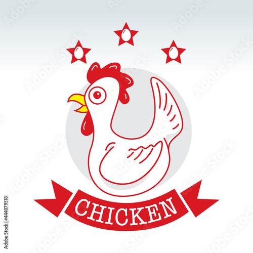 The seated chicken logo in a vintage style and minimalistic colors is perfect for any food business or farm. vector
