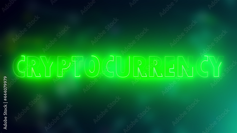 Word Cryptocurrency of letters with a neon effect, 3d rendering background, computer generated Word Cryptocurrency of letters with a neon effect, 3d rendering background, computer generated