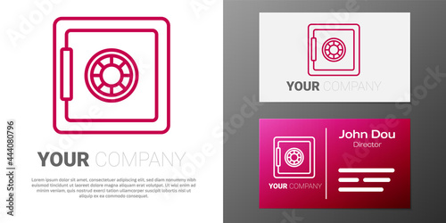 Logotype line Safe icon isolated on white background. The door safe a bank vault with a combination lock. Reliable Data Protection. Logo design template element. Vector