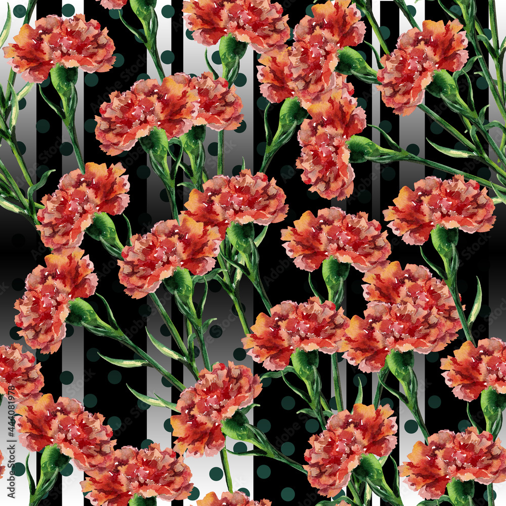Vertical seamless pattern with flowers carnation. Vertical seamless pattern with flowers carnation.