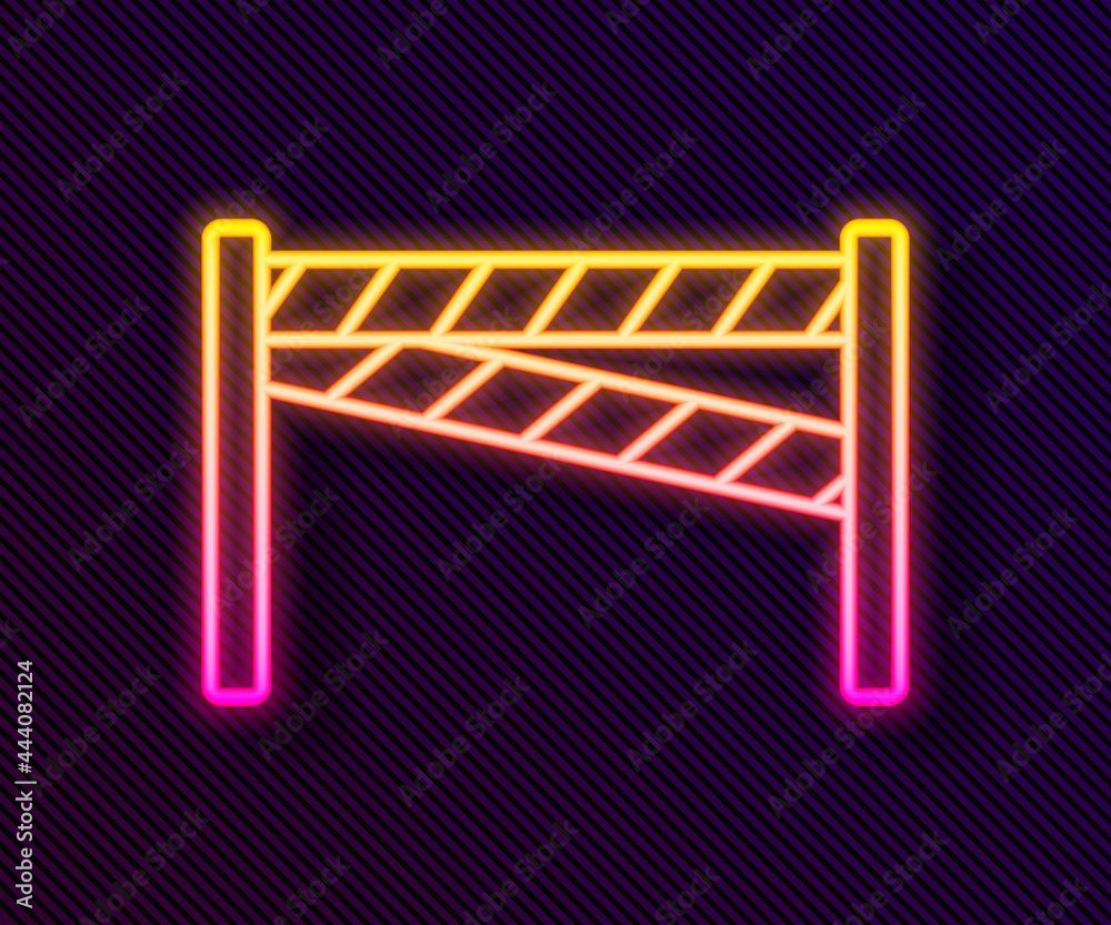 Glowing neon line Crime scene icon isolated on black background. Vector Glowing neon line Crime scene icon isolated on black background. Vector