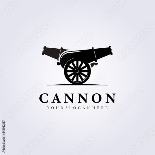 double cannon ancient logo vintage vector illustration design silhouette weapon