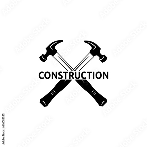Vintage hammer icon, tools for construction work.