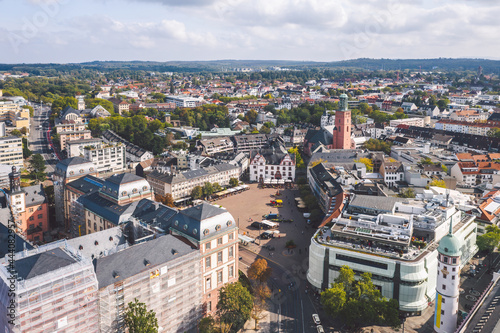 Obraz na płótnie Summer cityscape of Darmstadt, Germany w salonie