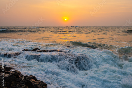 Sunset on Sri Lanka island near Galle town