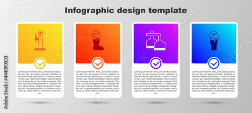 Set Beer tap, Boot beer glass, brewing process and Glass of. Business infographic template. Vector