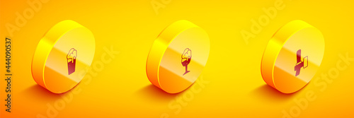 Set Isometric Glass of beer, and Beer tap icon. Vector