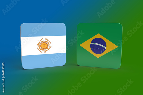 3D Icon of Argentina and Brazil Flag For Football or Sport Competition