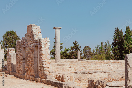Ancient ruins of colonnaded portico in the Sanctuary of Apollo Hylates near Limassol, Cyprus photo