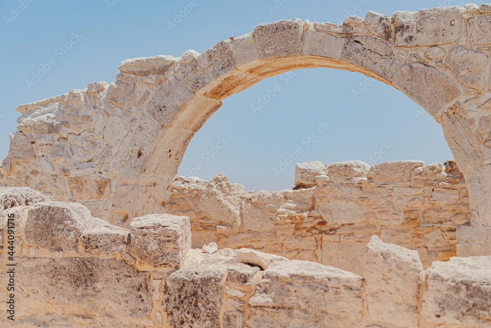 The ancient arc ruins of Early Christian Basilica at the Kourion World Heritage Archaeological site near Limassol, Cyprus