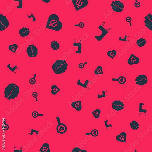 Set Broken heart or divorce, Psychology, Psi, Bipolar disorder and Armchair on seamless pattern. Vector