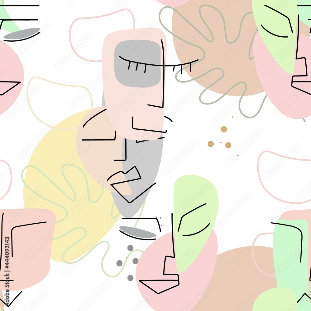 Face line pattern Abstract drawing seamless print Face line pattern Abstract drawing seamless print