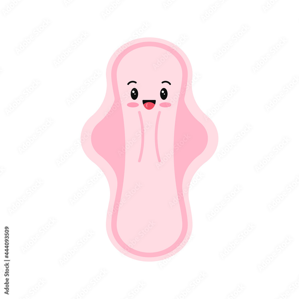 Cute women sanitary napkin pad emoji hygienic icon isolated on white