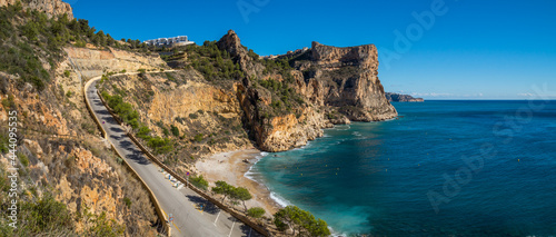 coastal panorama of Cumbre del Sol Cala Moraig and the Mediterranean sea in Spain