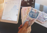 Finance and business concepts, Turkish lira.	