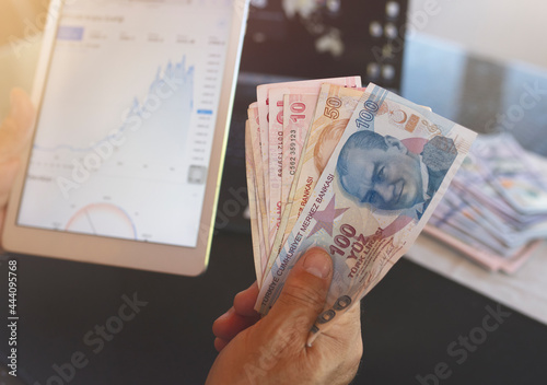 Finance and business concepts, Turkish lira. 