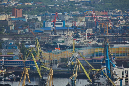 View of the seaport of the city of Murmansk, Russia.