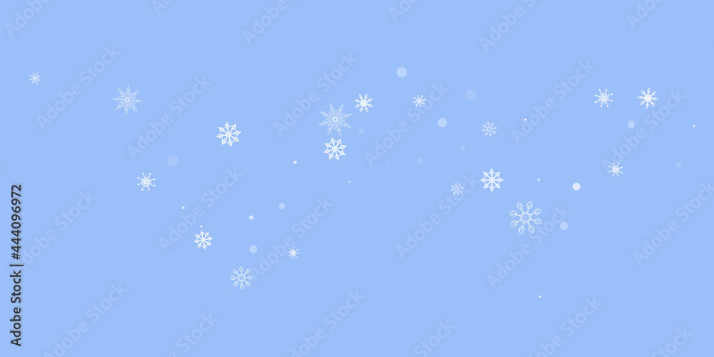 White delicate openwork snowflakes are scattered on a blue background. Festive background, postcard design, wallpaper White delicate openwork snowflakes are scattered on a blue background. Festive background, postcard design, wallpaper