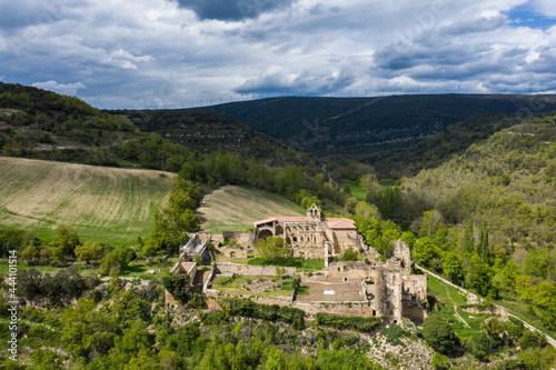 aerial view of the ruins of rioseco abbey, Spain photo