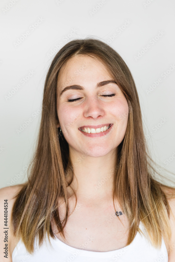 Young woman portrait on white background Young woman portrait on white background