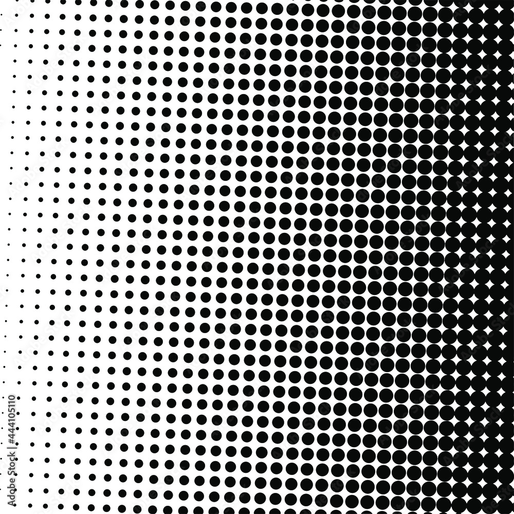 Black polka dot halftone background. Vector illustration.