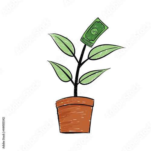 Growing money tree illustration