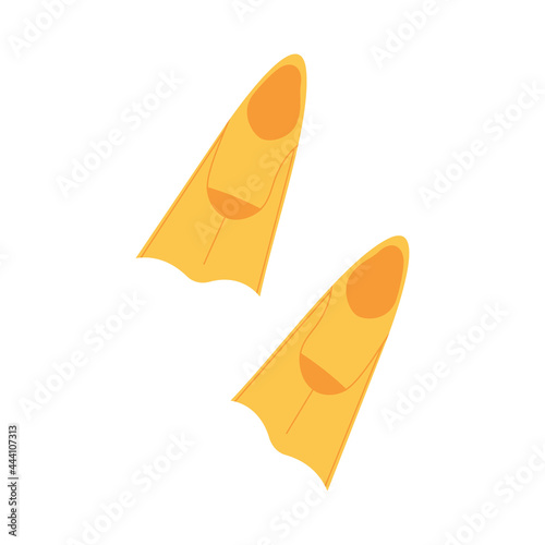 Cute hand drawn flippers for swimming isolated on white background. Vector illustration