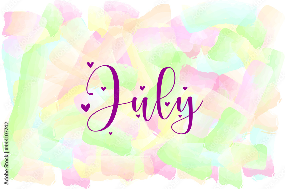 Stylish Multi-colored Logo or background of month July.