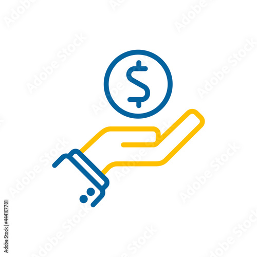 Pictograph of money in hand icon vector flat
