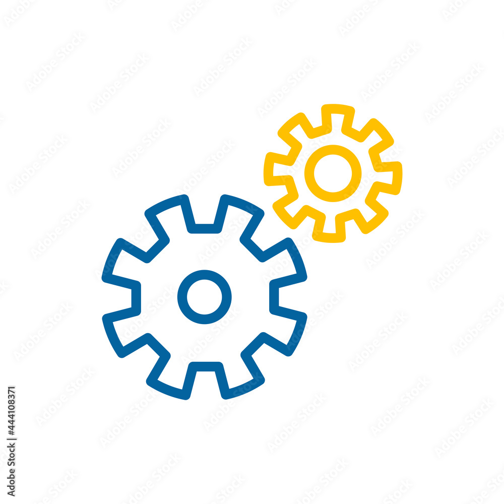 Gear outline flat vector icon. Teamwork sign Gear outline flat vector icon. Teamwork sign