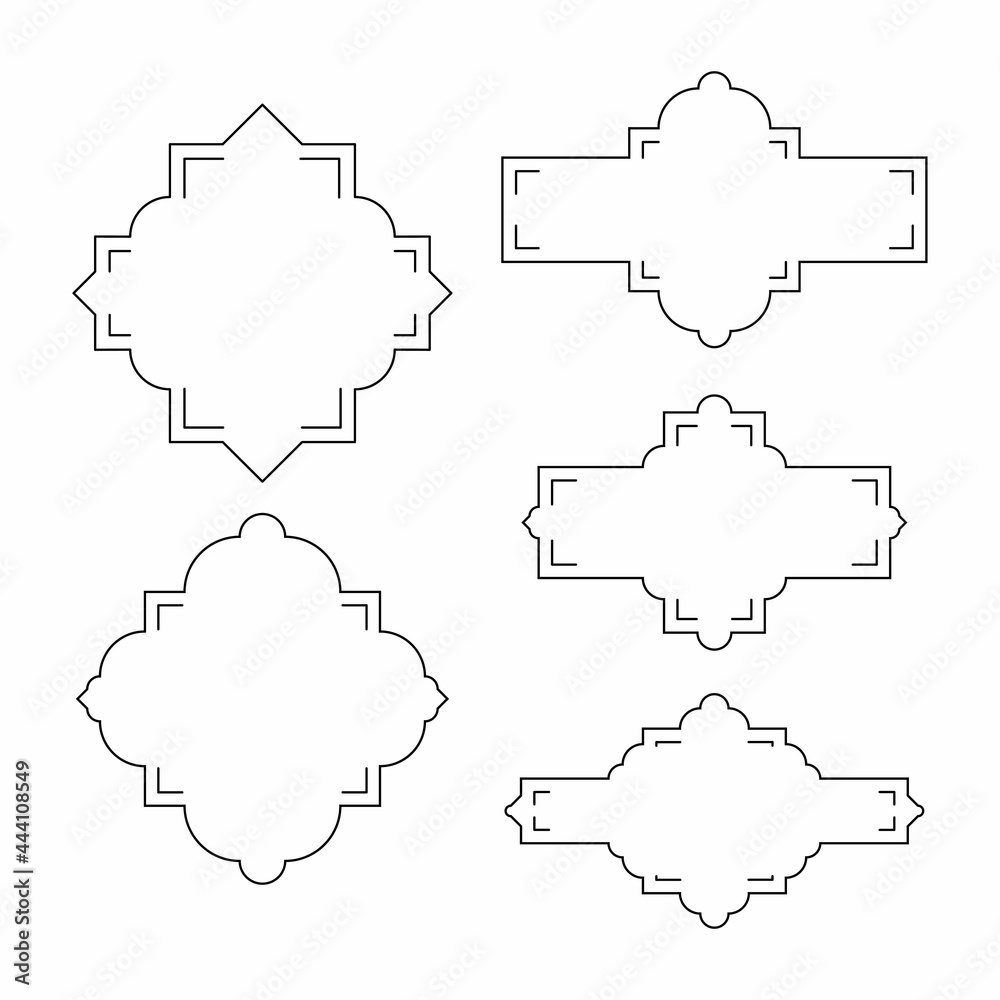 Collection of frames. Line black vector elements