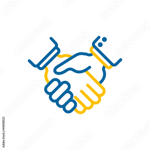 Business handshake, contract agreement flat vector icon