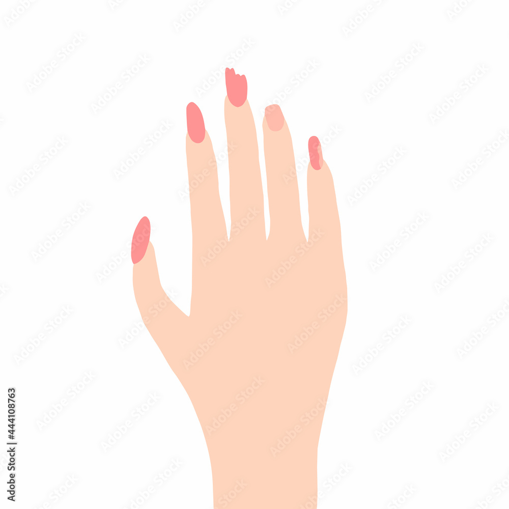 Brittle nails, female hand with thin broken nails. Vector illustration, hand drawn doodle. Brittle nails, female hand with thin broken nails. Vector illustration, hand drawn doodle.