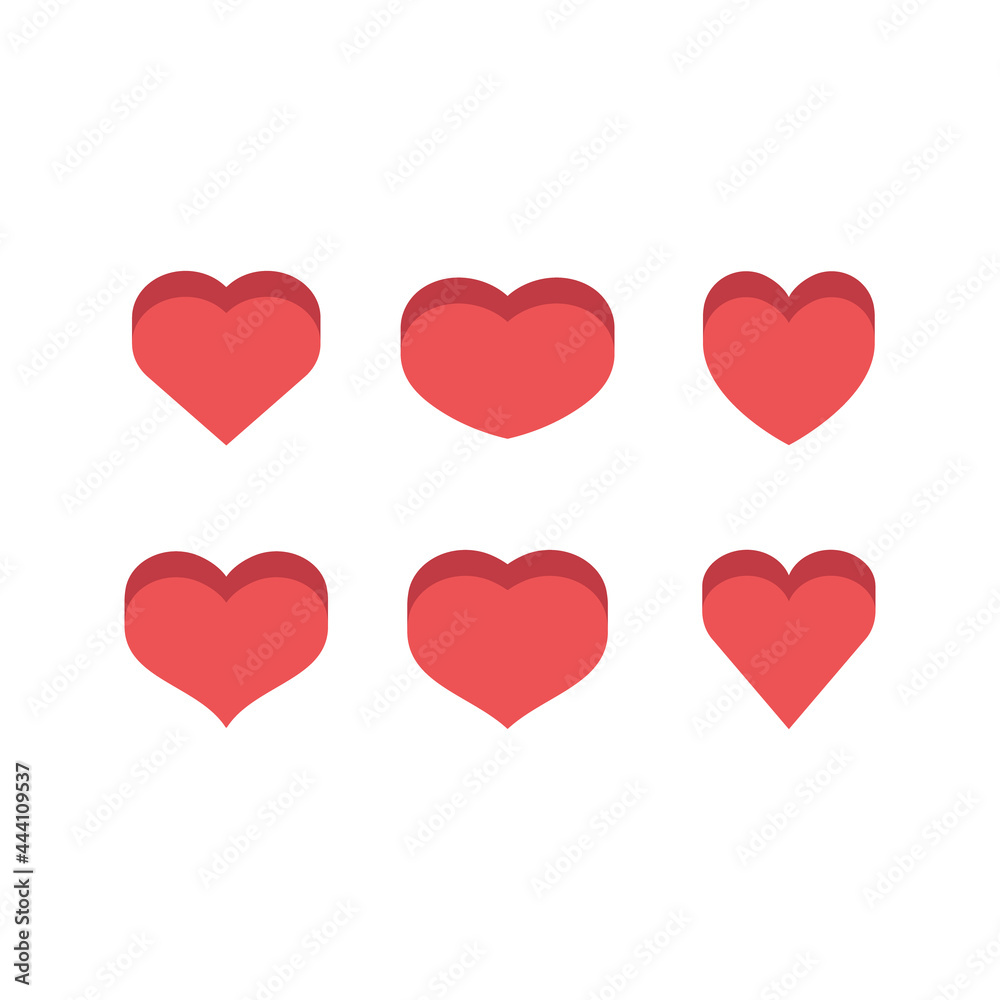 Heart icons. Isometric flat design 3d style. Love and romance symbol set. Heart icons. Isometric flat design 3d style. Love and romance symbol set.