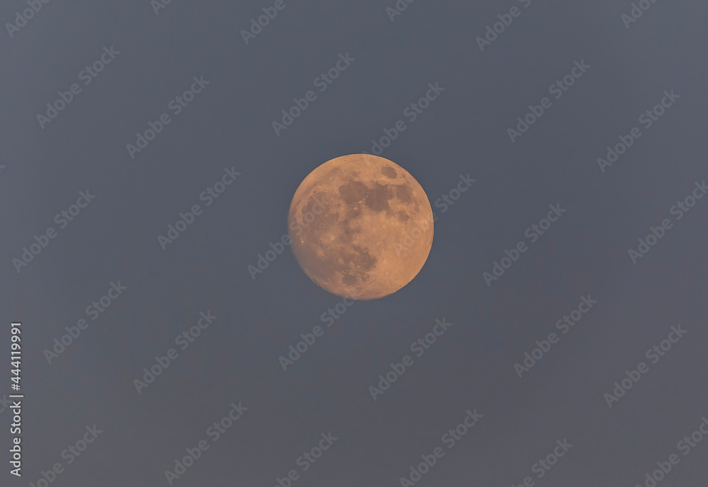 Full moon at sunset on the background of a clear sky Full moon at sunset on the background of a clear sky