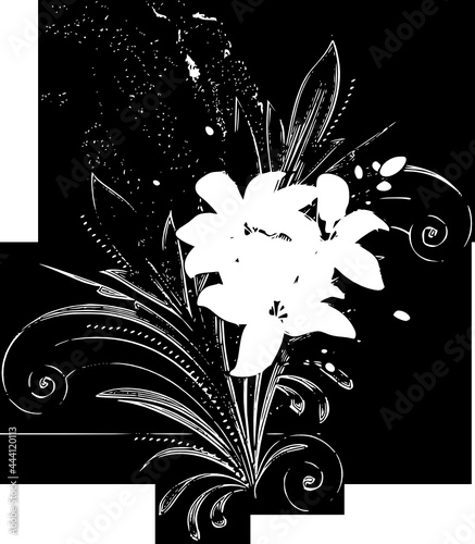 abstract floral background, абстрактный цветочный, цветок, черно белое, white, black, flower