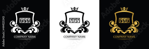 casino logo template luxury royal vector company seven, symbol of gambling emblem with crown	