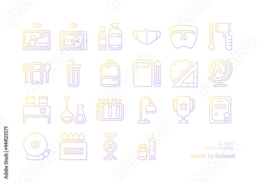 22 Icons in gradient line style, suitable for Education or Back To School Theme