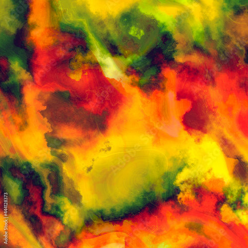 Photography Handmade watercolor with yellow, red and green splash reggae colors