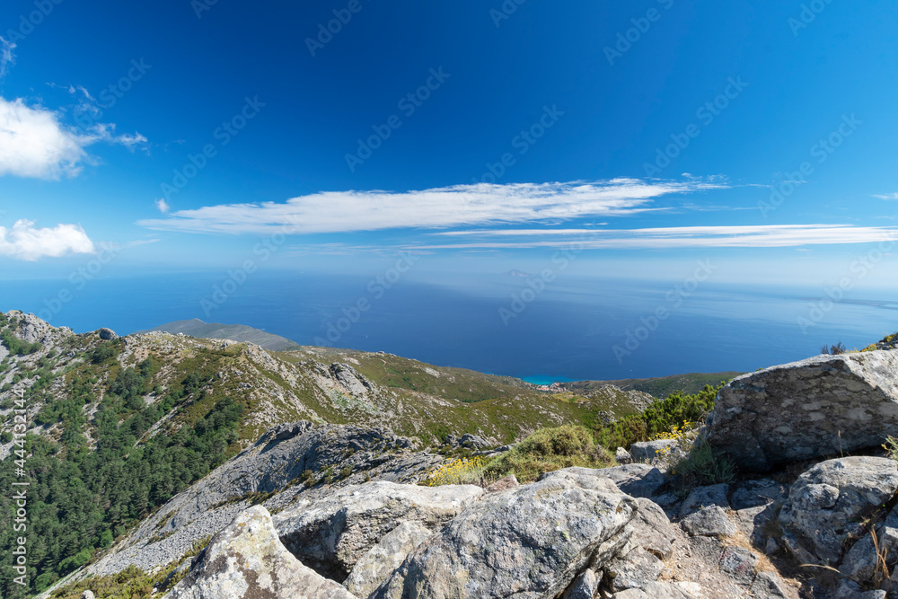 View on Montecristo and Seccheto from Monte Capanne, Elba Island