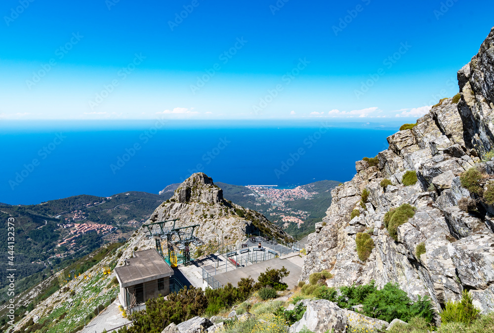 Naklejka premium View on Marciana from Monte Capanne, Elba Island