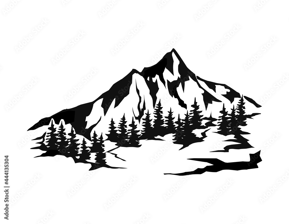 snow mountain icon black and white Stock Vector Adobe Stock