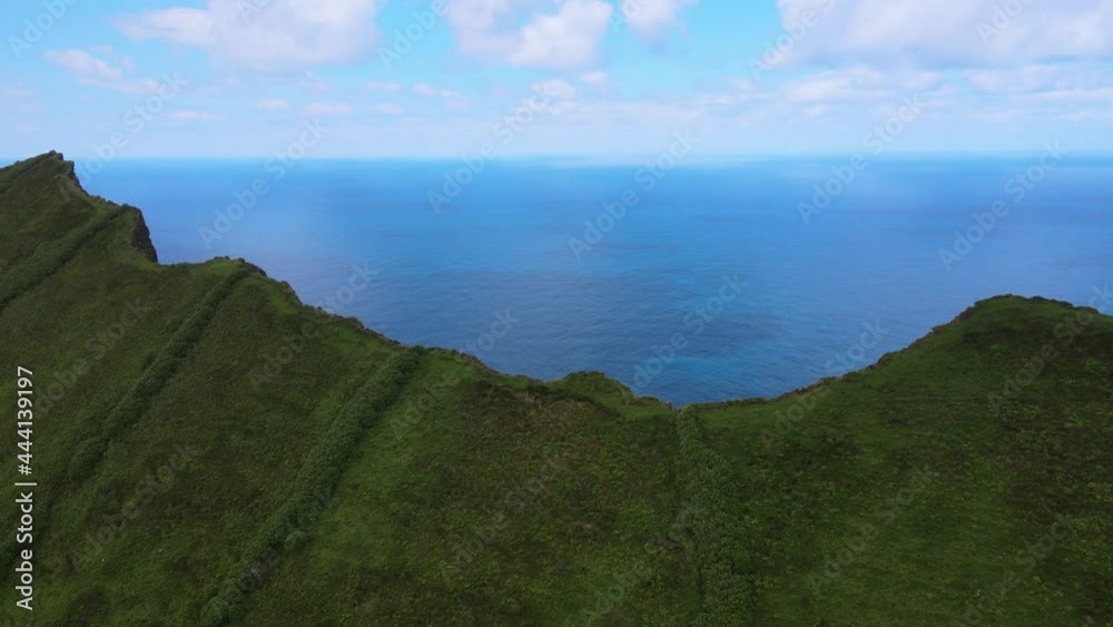 The aerial view of Corvo Island in the Azores The aerial view of Corvo Island in the Azores