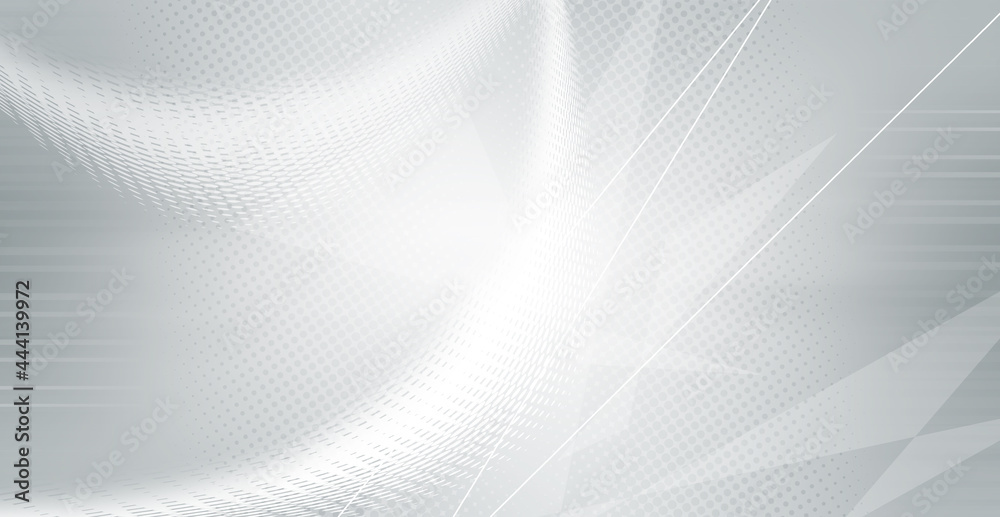 Fototapeta premium Gray halftone pattern with white line motion backdrop wallpaper. Clean Grey geometric background.