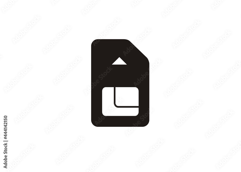 SIM card simple illustration in black and white. SIM card simple illustration in black and white.