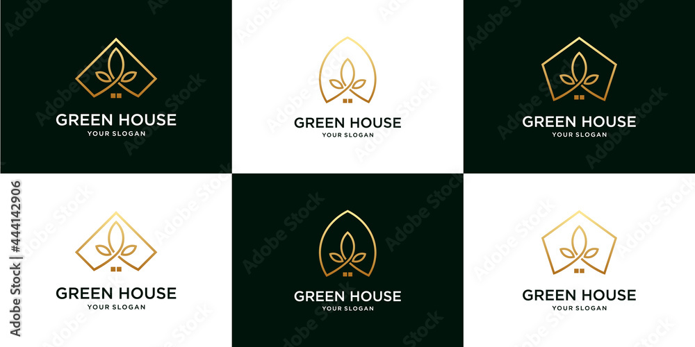 Green house logo template with modern concept